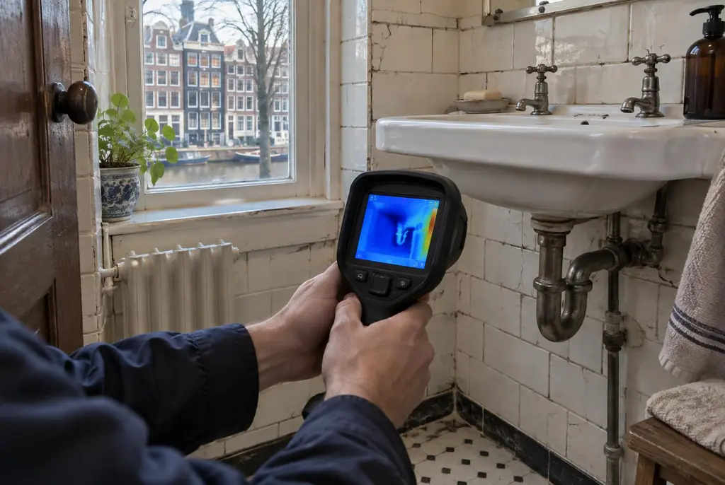 Lekdetectie Dalfsen – badkamer met oude leidingen achter de tegels
