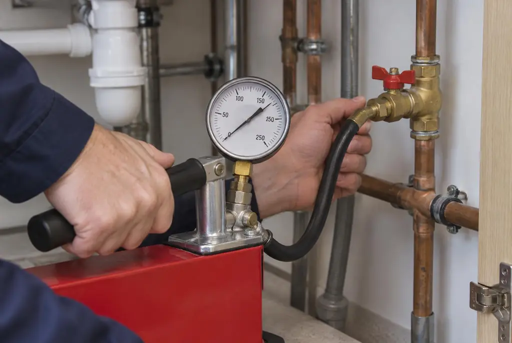 Lekdetectie Dalfsen – druktest op een waterleiding met een manometer