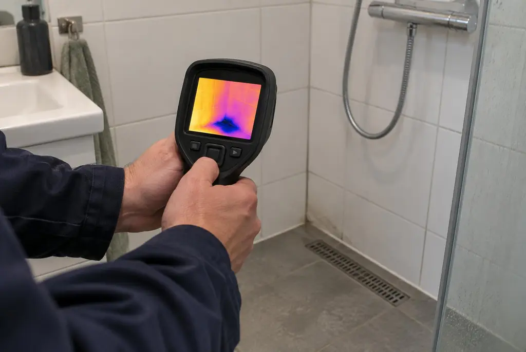 Lekdetectie Dalfsen – lekdetectiespecialist met warmtebeeldcamera in een badkamer