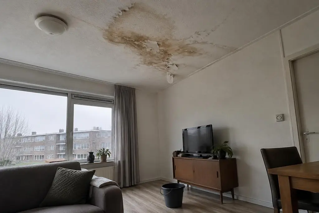 Lekdetectie Dalfsen – vochtplek op het plafond onder een badkamer
